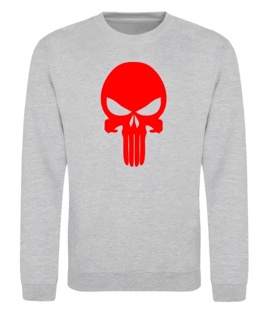 Свитшот Череп червоний Серый меланж фото
