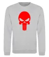 Свитшот Череп червоний Серый меланж фото