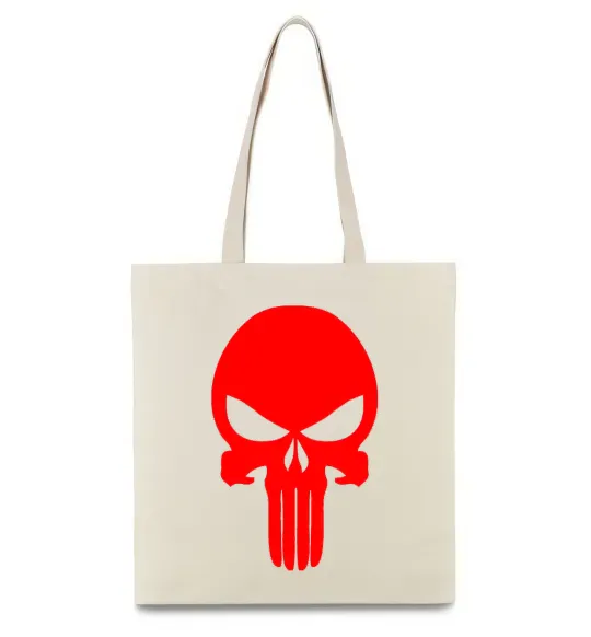 Эко-сумка Череп червоний Бежевый фото