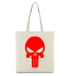 Эко-сумка Череп червоний Бежевый фото
