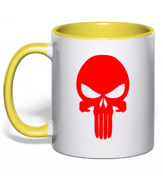 Чашка з кольоровою ручкою Череп червоний Сонячно жовтий фото