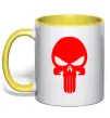 Чашка з кольоровою ручкою Череп червоний Сонячно жовтий фото