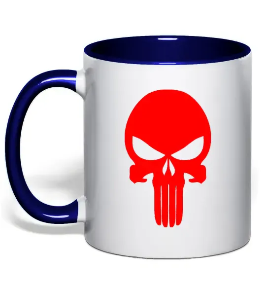 Чашка з кольоровою ручкою Череп червоний Глибокий темно-синій фото