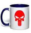 Чашка з кольоровою ручкою Череп червоний Глибокий темно-синій фото