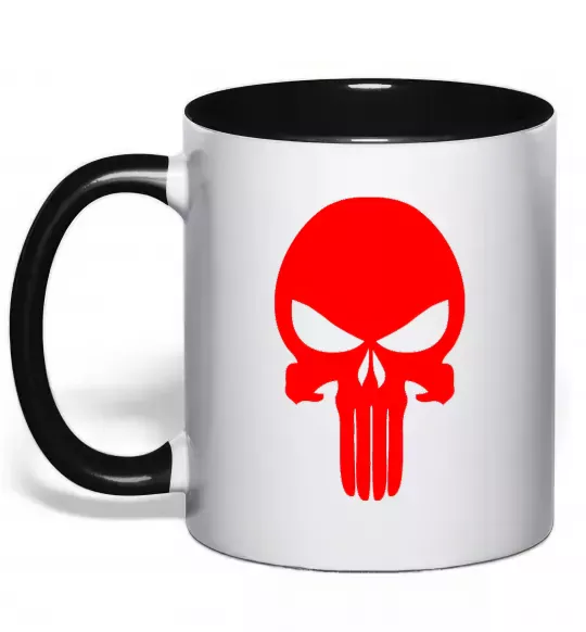 Чашка з кольоровою ручкою Череп червоний Чорний фото