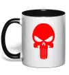 Чашка з кольоровою ручкою Череп червоний Чорний фото