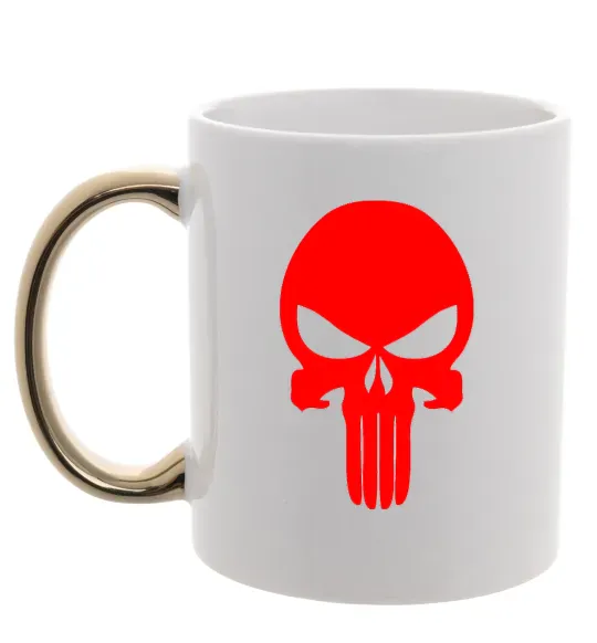 Чашка з кольоровою ручкою Череп червоний Золото фото