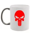 Чашка з кольоровою ручкою Череп червоний Срібло фото