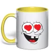 Чашка з кольоровою ручкою SPONGE BOB закоханий Лимонний фото