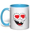 Чашка з кольоровою ручкою SPONGE BOB закоханий Блакитний фото
