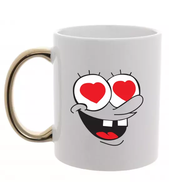 Чашка з кольоровою ручкою SPONGE BOB закоханий Золото фото