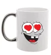 Чашка з кольоровою ручкою SPONGE BOB закоханий Срібло фото