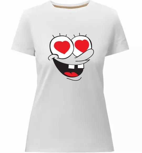 Женская премиум футболка SPONGE BOB закоханий Белый фото