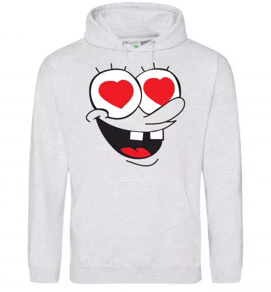 Женская толстовка (худи) SPONGE BOB закоханий Серый меланж фото