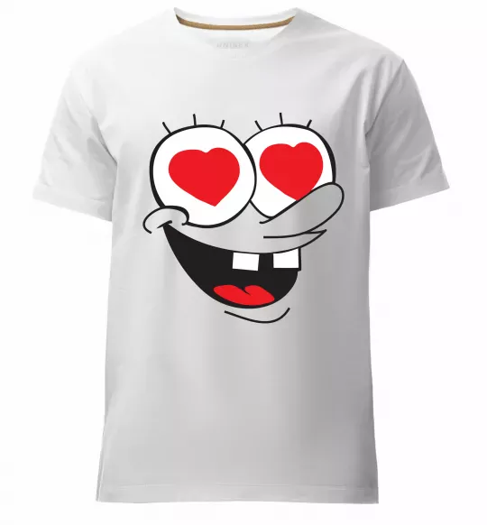 Мужская премиум футболка SPONGE BOB закоханий Белый фото