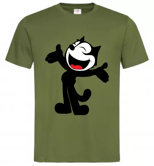 Мужская футболка FELIX THE CAT Happy Оливковый фото