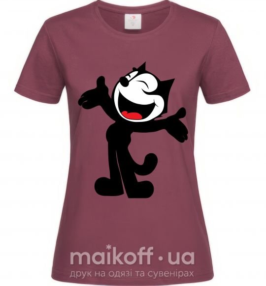 Женская футболка FELIX THE CAT Happy Бордовый фото