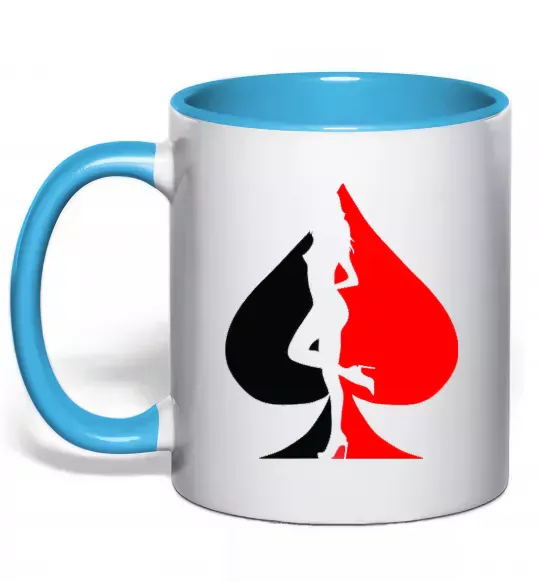 Чашка с цветной ручкой POKER GIRL Голубой фото