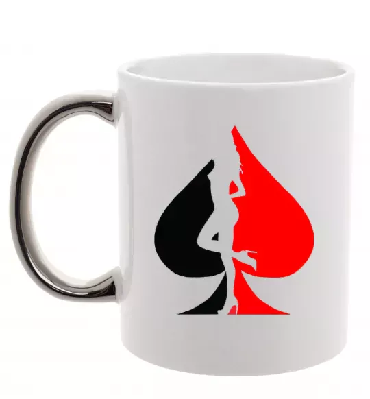 Чашка с цветной ручкой POKER GIRL Серебро фото