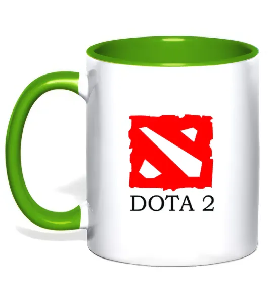 Чашка з кольоровою ручкою DOTA 2 логотип Лаймовий фото