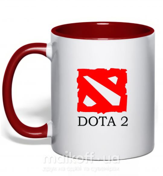 Чашка з кольоровою ручкою DOTA 2 логотип Червоний фото