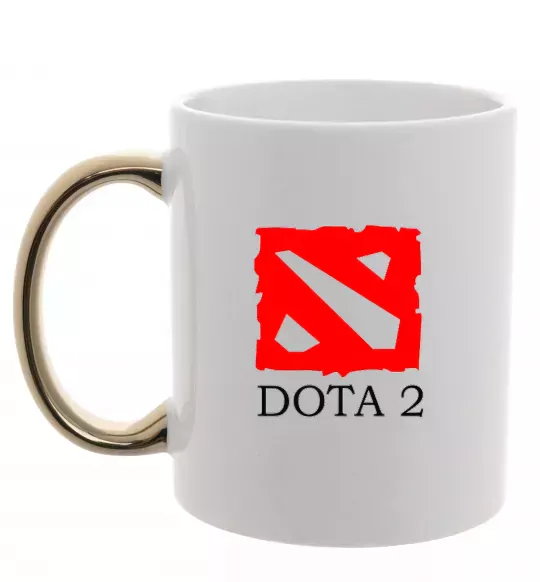Чашка с цветной ручкой DOTA 2 логотип Золото фото
