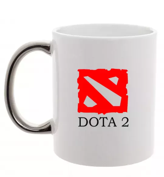 Чашка с цветной ручкой DOTA 2 логотип Серебро фото