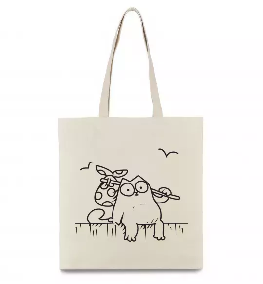 Еко-сумка SIMON'S CAT з вузликом Бежевий фото
