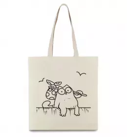 Эко-сумка Кіт Саймон читає Бежевый фото