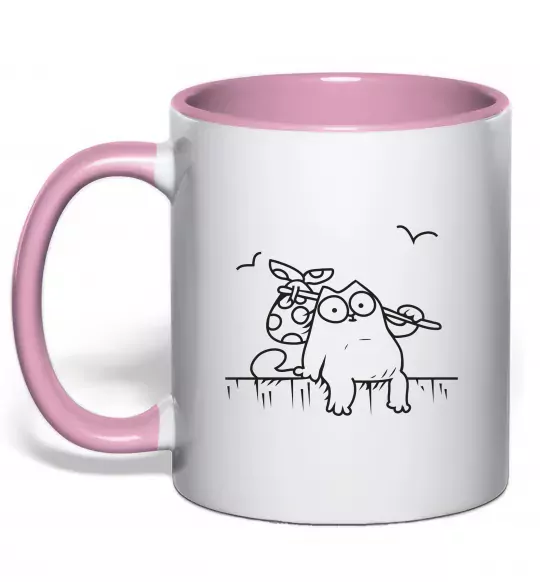 Чашка с цветной ручкой SIMON'S CAT з вузликом Нежно розовый фото