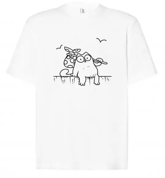 Футболка Оверсайз SIMON'S CAT з вузликом Білий фото