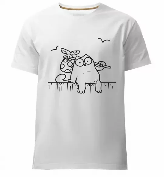 Чоловіча преміум футболка SIMON'S CAT з вузликом Білий фото