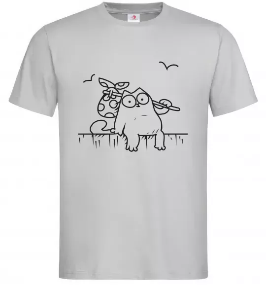 Чоловіча футболка SIMON'S CAT з вузликом Сірий фото