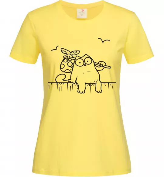 Женская футболка SIMON'S CAT з вузликом Лимонный фото