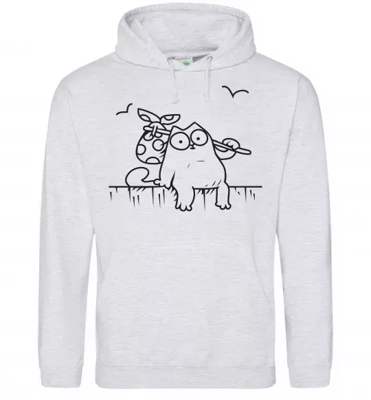 Жіноча толстовка (худі) SIMON'S CAT з вузликом Сірий меланж фото