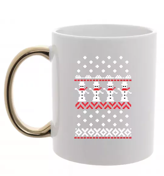 Чашка с цветной ручкой Сніговики Золото фото