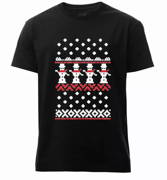 Мужская премиум футболка Сніговики Черный фото