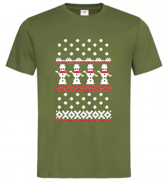 Чоловіча футболка Сніговики Оливковий фото