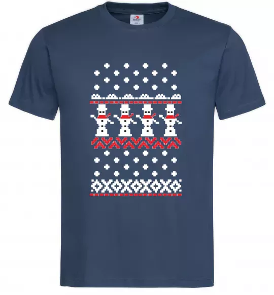 Чоловіча футболка Сніговики Темно-синій фото