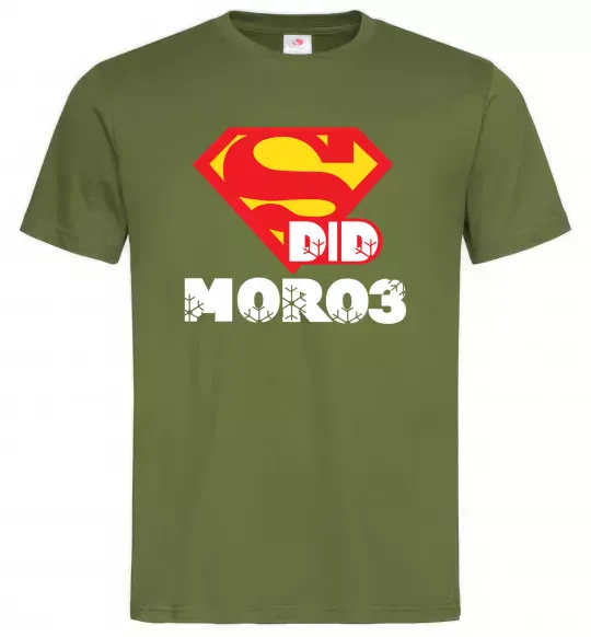 Мужская футболка Супер Дід Мороз Оливковый фото