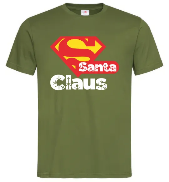 Мужская футболка Супер Санта Клаус Оливковый фото