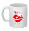 Чашка керамическая Толстый Дед Мороз рисунок Белый фото