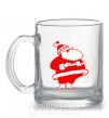 Чашка стеклянная Толстый Дед Мороз рисунок Прозрачный фото