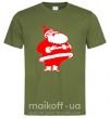 Чоловіча футболка Толстый Дед Мороз рисунок Оливковий фото