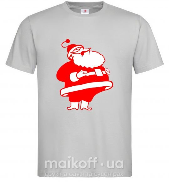 Мужская футболка Толстый Дед Мороз рисунок Серый фото