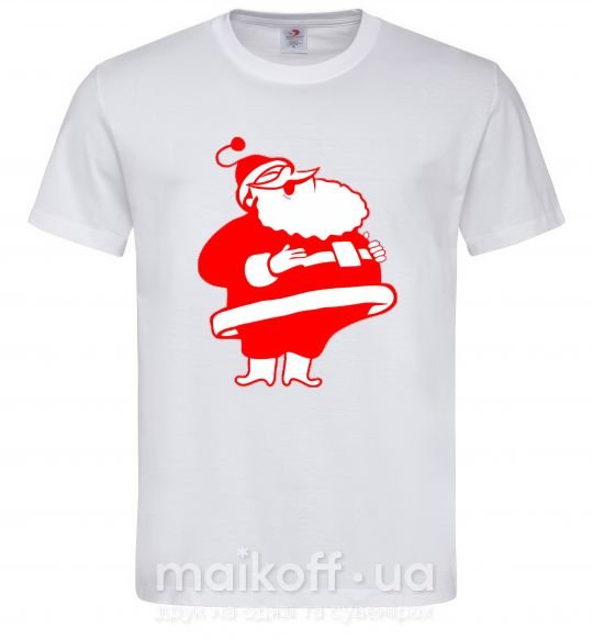 Чоловіча футболка Толстый Дед Мороз рисунок Білий фото
