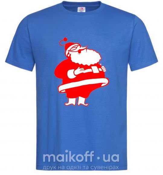 Мужская футболка Толстый Дед Мороз рисунок Ярко-синий фото