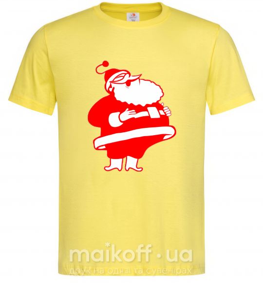 Мужская футболка Толстый Дед Мороз рисунок Лимонный фото