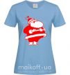 Жіноча футболка Толстый Дед Мороз рисунок Блакитний фото
