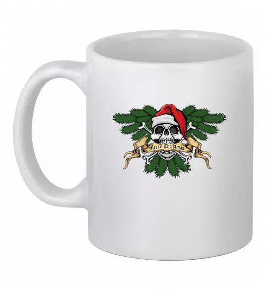 Чашка керамічна Christmas skull Білий фото